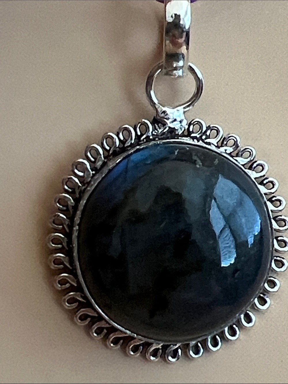 Silver-Tone Labradorite Stone Pendant Necklace - Women Jewelry
